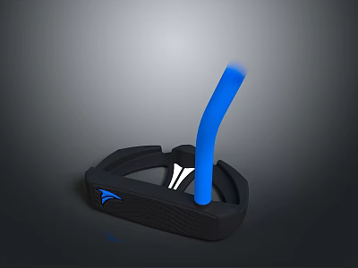 Ergonomic Fitness Equipment With Blue Curved Component And Black Base Design 3d model