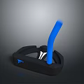 Ergonomic Fitness Equipment With Blue Curved Component And Black Base Design