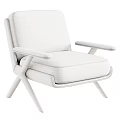 Modern Soft Boucle Upholstered Leisure Chair With Leather Armrests And Sturdy Solid Wood Base