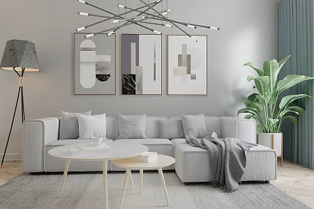 Sofa coffee table combination 3d model