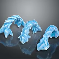 Blue Ice Landscape Featuring Curved Arches Surface Texture and Black Background Reflections 3d model