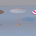 Patio Sunshade Umbrellas With Straw White And Pink Striped Design Styles