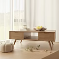 Japanese-style tea table raw wood tea table 3d model