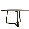 Modern Round Dark Wooden Dining Table With Unique Geometric Legs Design 3d model