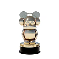 Golden Mickey Mouse Ears Trophy With Shiny Metallic Finish And Black Base