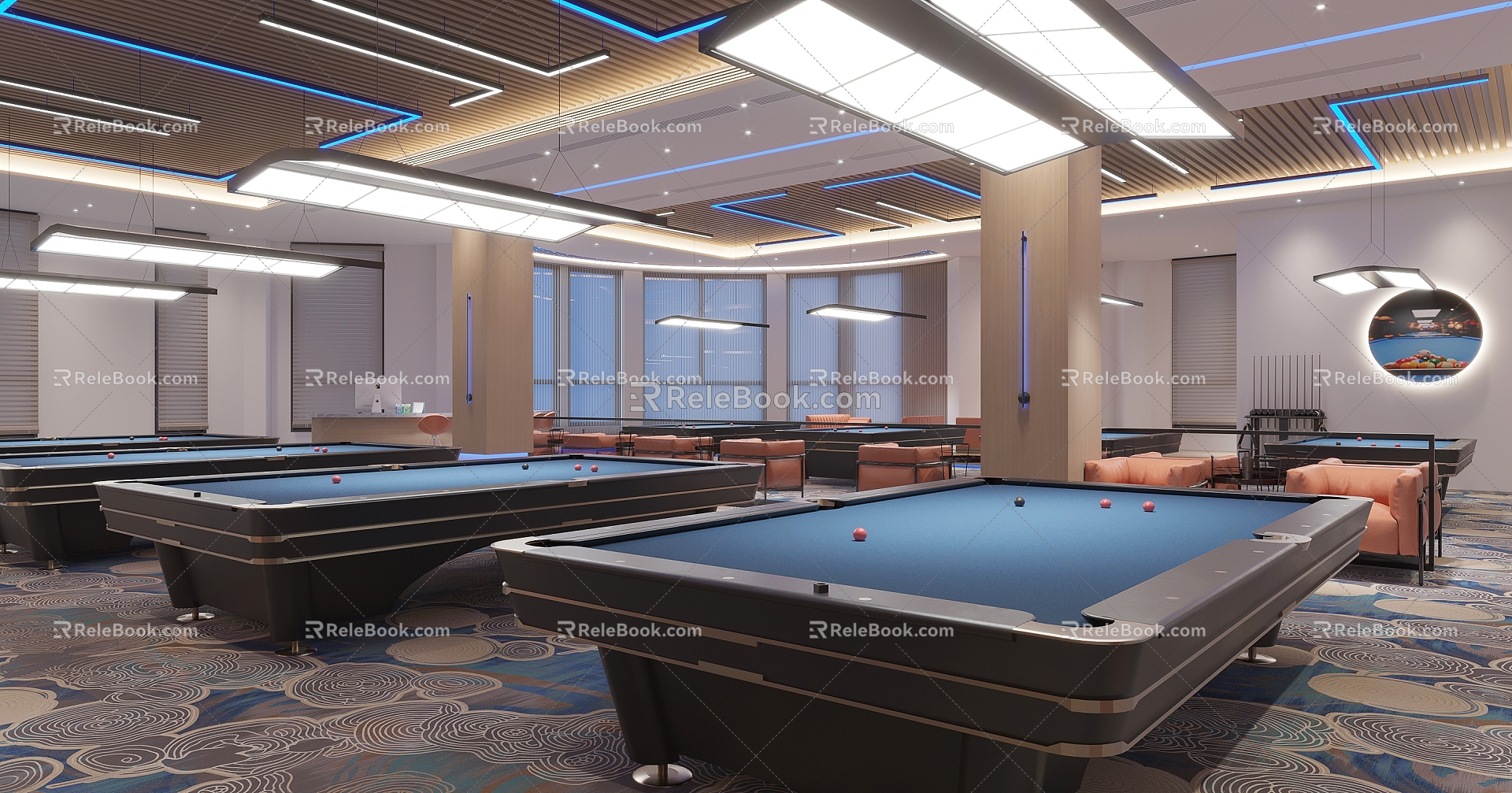 Modern Billiards Room Billiards Hall 3d model