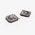 Square Dark Ashtrays With Metal Mesh And Cigarettes On White Background