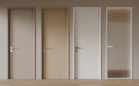 Modern Wooden Door Single Door Interior Door Glass Door 3d model