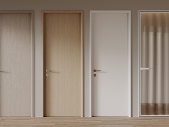 Modern Wooden Door Single Door Interior Door Glass Door 3d model