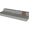 Gray L shaped Bay Window Seating With Brown Decorative Pillow 3d model