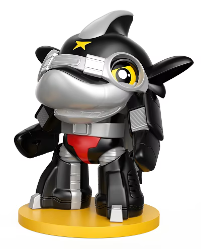 Mechanical Style Toy Figure With Goggles And Black Silver Red Colors 3d model Mechanical Style Toy Figure With Goggles And Black Silver Red Colors 3d model