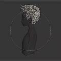 Detailed Human Head Sculpture With Realistic Facial Organs And Curly Hair
