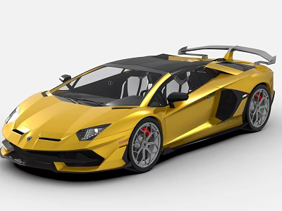 Yellow Supercar With Black Roof Rear Spoiler And Red Brake Calipers 3d model