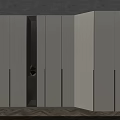Modern White Wardrobe Interior With Multiple Doors Gray Wall And Chevron Floor 3d model