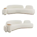 Modern White Curved Plush Sofa With Comfortable Design And Soft Upholstery 3d model