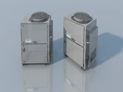 Gray Metal Industrial Swing Door Equipment Open And Closed With Labels 3d model