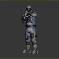 Game Movie Character In Blue Green White Combat Gear Holding Orange Weapon With Number 02