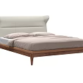 Double Bed With Upholstered Headboard And Wooden Frame In Light Modern Design 3d model