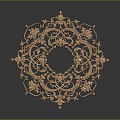 Intricate Decorative Golden Circular Carving With Elaborate Floral Vine Scroll Patterns 3d model