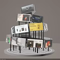 3D Rotating Multi Panel Event Exhibition Display Wall With Posters And