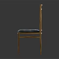 Wooden Dining Chair With Vertical Slat Backrest Blue Striped Cushion And Sturdy Frame