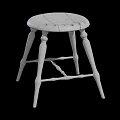 Rustic Wooden Stool With Round Seat And Four Carved Legs Design