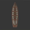 Traditional Wooden Boat With Red Trim And Classic Wooden Structure Design