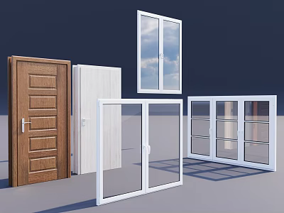 Various Security Door Designs Featuring Wooden White And Glass Panel Options 3d model