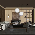 Modern Living Room Interior With White Sofa Wooden Coffee Table Pendant Lights Fireplace And Bookshelves