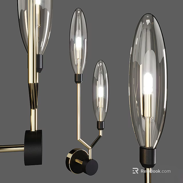 Modern Wall Lamps With Transparent Glass Shades And Metal Frames For Home Lighting 3d model 