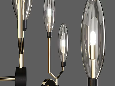 Modern Wall Lamps With Transparent Glass Shades And Metal Frames For Home Lighting 3d model