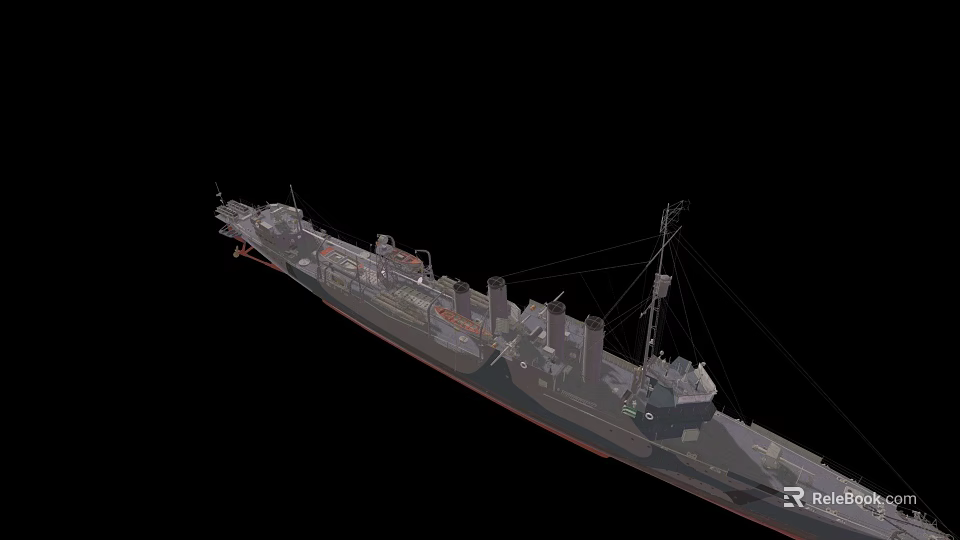 Advanced Warship Design Featuring Large Deck Naval Weapons And Antenna Masts 3d model 