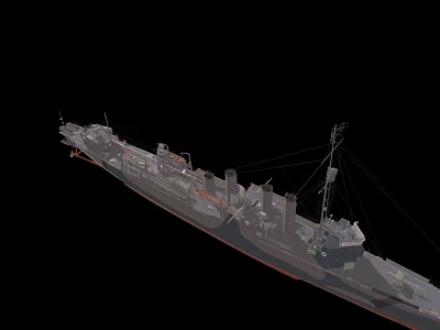 Advanced Warship Design Featuring Large Deck Naval Weapons And Antenna Masts 3d model