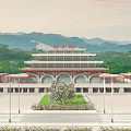 Scenic Traditional Chinese Railway Station With Mountain Views And Green Landscaping