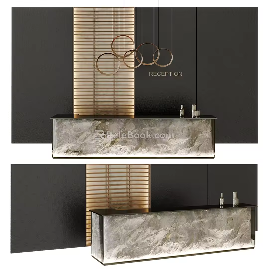 Front desk front desk marble front desk chandelier metal table lamp 3d model