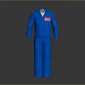 Blue Work Coveralls With Red Label On Chest For Professional Use 3d model