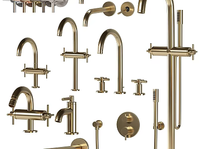 Various Modern Golden Faucet Designs For Kitchen And Bathroom Use 3d model