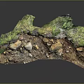 Natural Geological Landscape Cross Section Featuring Green Vegetation Rocks And Soil Layers