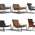 Modern Leather Accent Chairs With Metal Frames In Multiple Colors Design 3d model