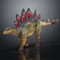 Detailed Stegosaurus Dinosaur Model With Spiked Back Plates And Red Black Tail Spikes