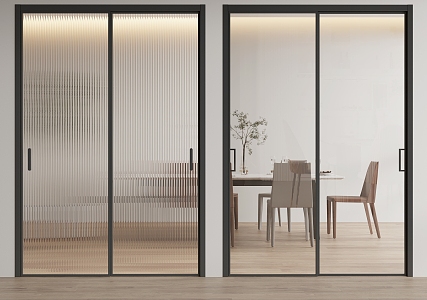 Modern sliding door Changhong glass door 3d model