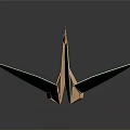 Green And Beige Origami Crane Paper Craft On Black Reflective Background