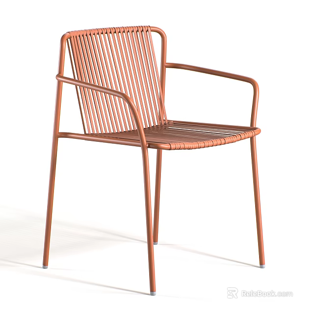Modern Leisure Chair With Metal Frame And Woven Seat Back Design 3d model 