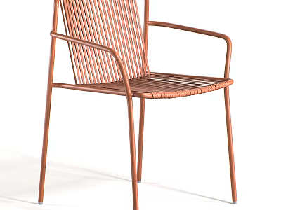 Modern Leisure Chair With Metal Frame And Woven Seat Back Design 3d model