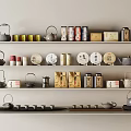 Elegant Tea Sets Display With Teapots Cups Tea Cakes And Canisters On Shelves