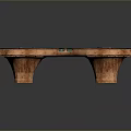 Wooden Decorative Double Bowl Shaped Craftwork With Textured Surface And Green Accents