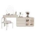 Elegant Modern Dressing Table With Open Drawers Cosmetics Mirror And Decorative Items 3d model