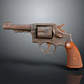 Vintage Revolver With Wooden Grip Classic Metal Parts And Retro Design