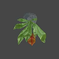 3D Model of Pitcher Plant With Green Leaves Red Striped Pitcher And Yellow Light