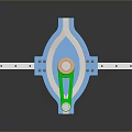 Blue Green Mechanical Structure With Metal Rod And Frame Components Design